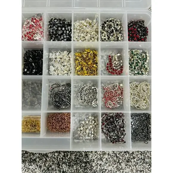 Large Lot Cupchains Rhinestone Crystal Glass Bead Chains · Silver · Gold · Clear - Picture 3 of 8